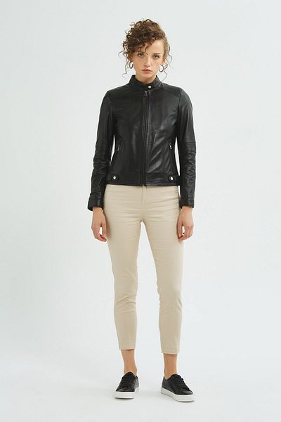 İkbal Women's Black Nicole Genuine Leather Coat