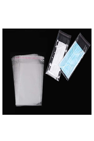 RoseRoi 50 Adet Cerrahi Maske Koruma Poşeti Şeffaf Bantlı Kendinden Yapışkanlı Jelatin Poşet 12 X 30 Cm