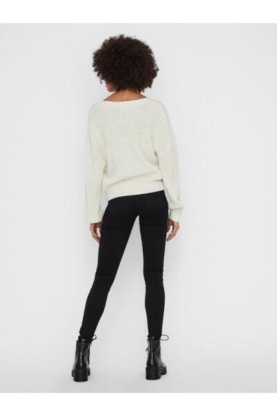 Vero Moda Cardigan de damă ecru cu nasturi tricotat gros 10230008