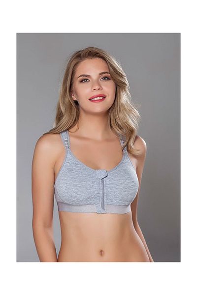 MOONLİGHT Women's Gray Unpadded Front Zipper Bra 2149