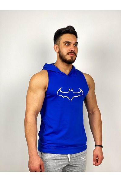 BLACK - Tricou de fitness cu glugă de liliac