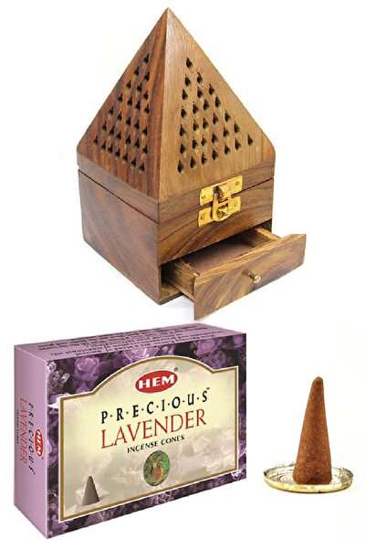 Mnk Ahşap Konik Tütsülük Ve Lavanta Tütsü