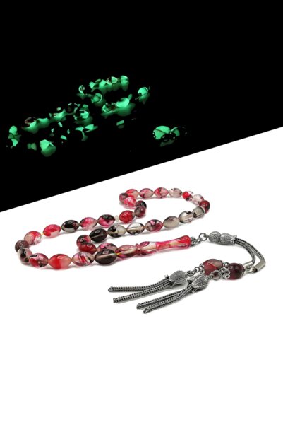 Modalyon Hareli Kedigözü Tesbih Fosforlu Toz Kehribar Tespih