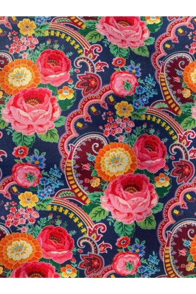 Favor Etnik Şal Çiçek Desenli Dijital Baskılı Kumaş Fvr-1331
