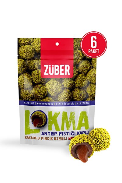Züber Antep Fıstığı Kaplı Kakaolu Fındık Ezmeli Meyve Topu 96g X 6 Paket