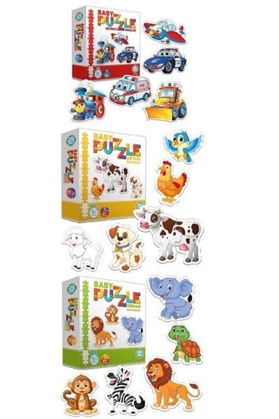 Circle Toys Circle Toys 3-Piece Vehicles and Animals Baby Educational Puzzle Set