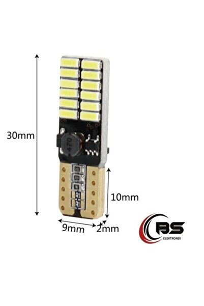 BsElektronik Süper Kalite Güçlü T10 Dipsiz Beyaz Led Ampül 24 Led Smd Canbus