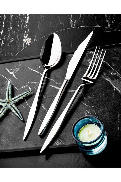 ÖZLİFE Ela Plain 36 Piece Spoon Fork Knife Set for 6 People