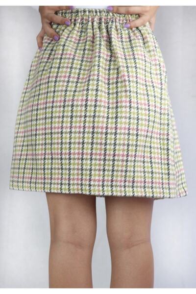 Anita Store Women's White High Waist Plaid Skirt