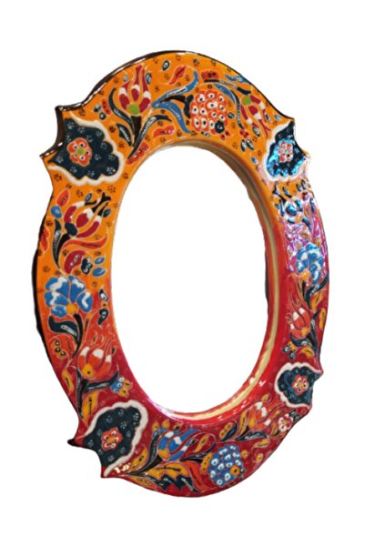 Dost Art Hediyelik Otantik El Işi Çiçek Desenli Kabartma Çini Çerçeveli Oval ...