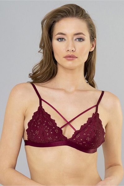 Top Step Women's Purple Padded Lace Bustier Single Bra - Trendyol