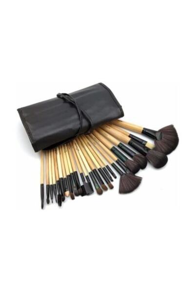 İzla Profesyonel Çantalı 24 Parça Bambu Makyaj Fırça Seti