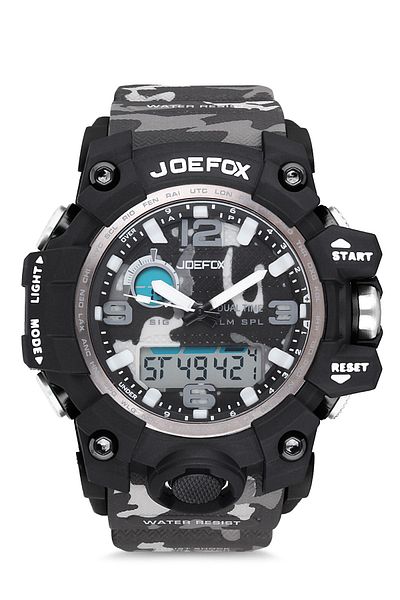 Joefox Men's Wristwatch Digital Analog Silicone Cord Black Gray 826