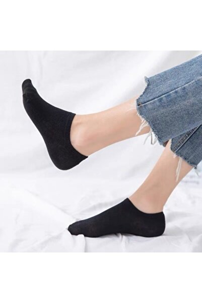 çorapmanya Μαύρο-Μπλε 10 Ζεύγη Modal Γυναικείες Μποτάκια Κάλτσες - Μήκος Αστραγάλου