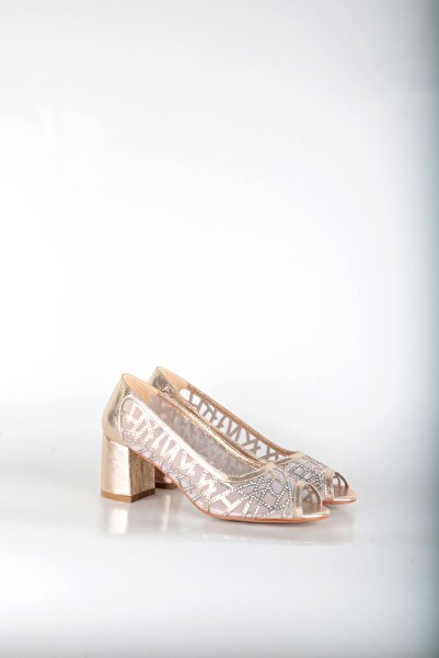 Topukla Footwear 4158 Abiye Taşlı Kısa Topuk