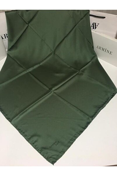Armine Kadın Yeşil Twill Düz Renk Eşarp