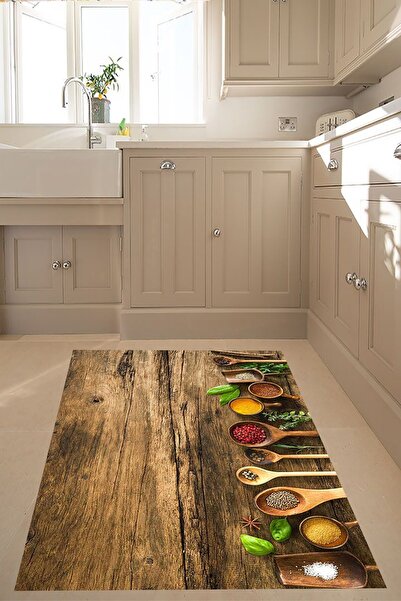 on the clouds Baharat Desenli Dijital Baskılı Kaymaz Taban Yıkanabilir Leke T...