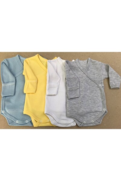 bebedino Baby Gray Snap Fastener Badi مزدوج الصدر، عبوة من 4 قطع