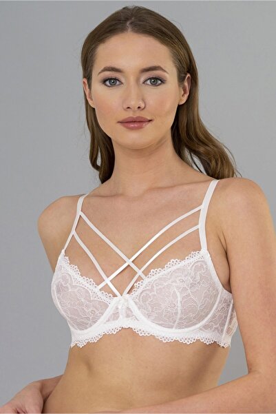 Top Step Kadın Ekru Kapsız Çapraz Hortum Detaylı Sütyen