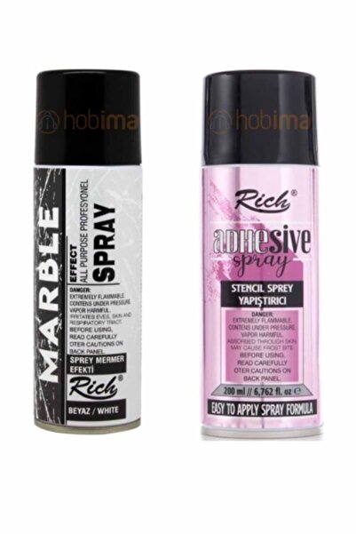 Rich Sprey Mermer Efekti 200 ml Stencıl Yapıştırıcısı 2'li Set