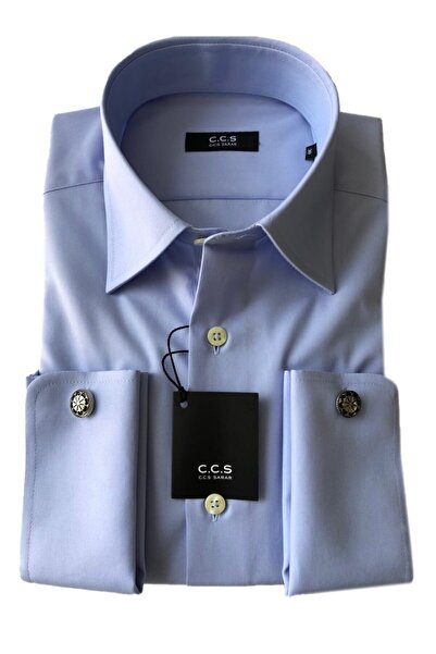 CCS Sarar Erkek Mavi Geniş Manşet Kol Düğmeli Gömlek