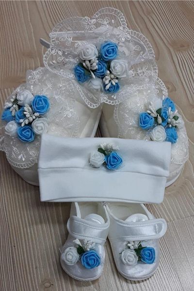 Dorya Papuci de Maternitate Albastri Crown Mother Baby Set