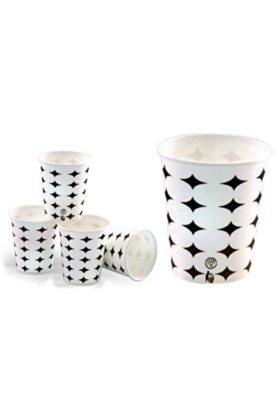 teknotem Beyaz Desenli Karton Bardak  3000 Adet
