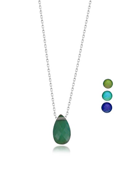 Huarz Gümüş Damla His Taşı Gümüş Kolye