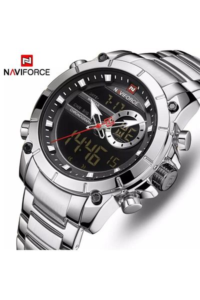Naviforce Men's Wristwatch - Digital Analog, Steel Band 844