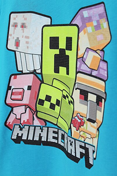 MINECRAFT Синя футболка з силіконовим принтом для хлопчиків