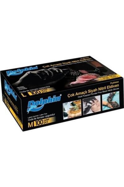 Dolphin Siyah  Çok Amaçlı Nitril Eldiven Medium 100 Lü Paket