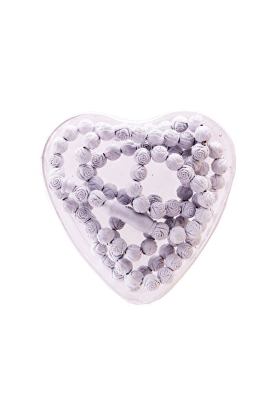 Eminonutoptanci Beyaz Gül Kokulu 99lu Tesbih Kalp Kutuda Gül Desenli 12 Adet