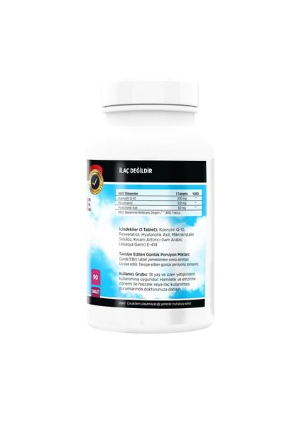 FLX Coenzyme Q-10 200 Mg Hyoluronic Acid Resveretrol 90 Tablets