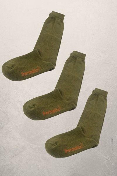 socksbox Ανδρικές κάλτσες χακί 3 τεμαχίων από φυσικό μαλλί θερμικές χωρίς ραφή