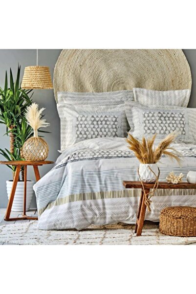 Karaca Home طقم غطاء لحاف مزدوج من القطن باللون الرمادي الفاتح من Lavero