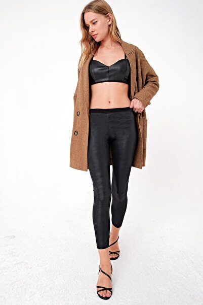 Trend Alaçatı Stili Women's Black Lycra Shiny Look Tights ALC-X4386-RV-1