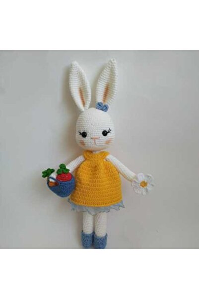 OYUNCAKPARK Sepetli Şirin Tavşan Uyku Arkadaşı Amigurumi Organik Oyuncak