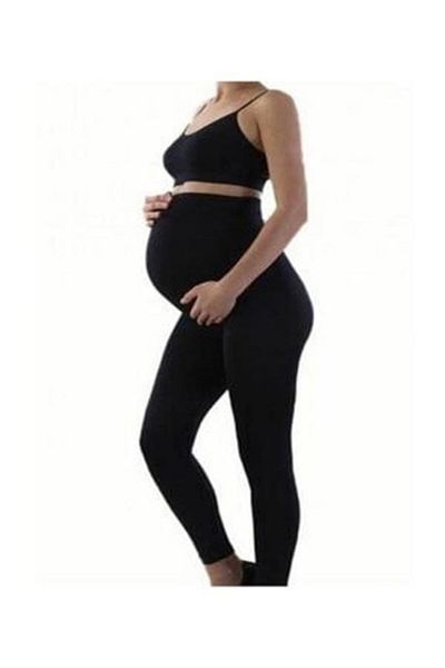 Anıt Women's Black Long Combed Cotton Maternity Leggings
