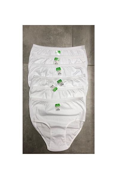 İki Yıldız Chiloți albi pentru femei, 100% bumbac, 6 piese, cu talie înaltă