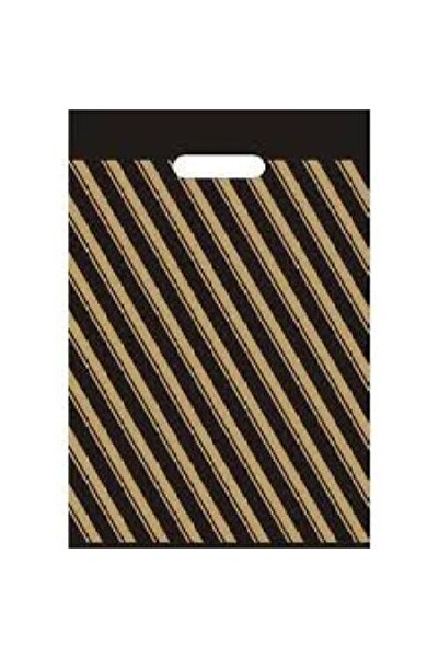 Genel Markalar Siyah Takviyeli Mağaza Poşeti Çizgili No: 2 26x38 cm 50 Adet