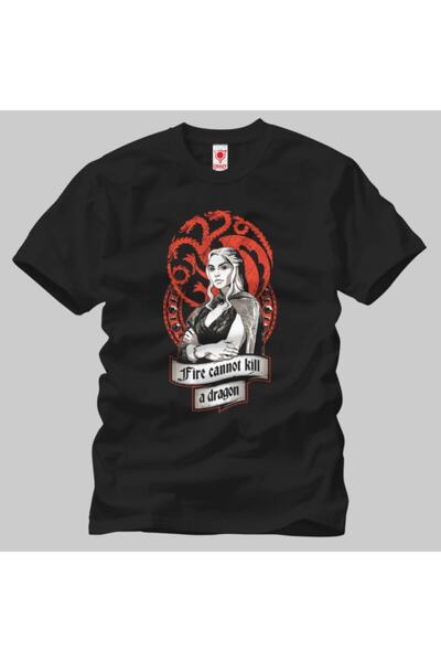 Crazy Tricou negru pentru bărbați Game Of Thrones Fire Cannot Kill A Dragon
