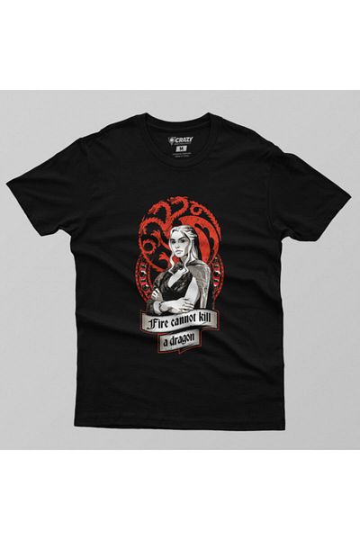 Crazy Tricou negru pentru bărbați Game Of Thrones Fire Cannot Kill A Dragon