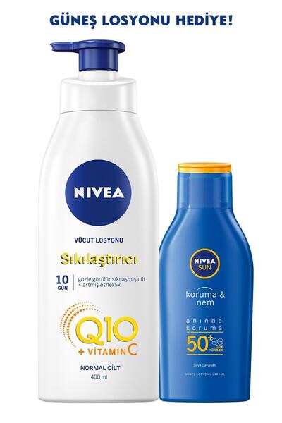 NIVEA لوشن Q10 لشد الجسم 400 مل + لوشن الوقاية من الشمس SPF50 100 مل