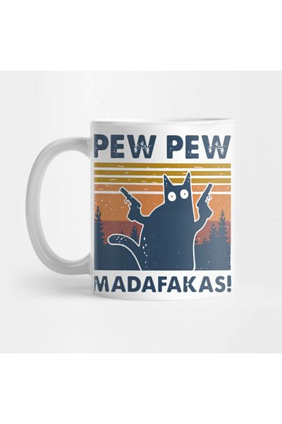 Pixxa كأس كأس القطط القديمة من Cat Pew Pew Madafakas