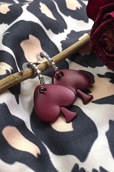 Leerybee Matte Burgundy Color Antiallergic Spade Earrings