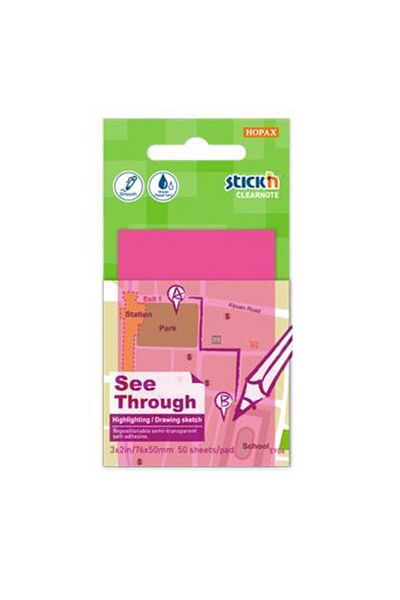 Gıpta Hopax Stickn Adhesive Note Paper Translucent 50 Yp 76x51 Neon Pink 18 Pieces 21707