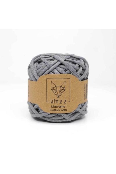 Ritzz Τυφλό βαμβακερό νήμα μακραμέ 3mm Space Grey - 100 γραμμάρια