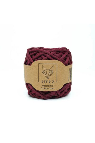 Ritzz Τυφλό βαμβακερό νήμα μακραμέ 3mm Claret Red - 100 γραμμάρια