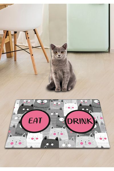 Chilai Home Pvc Cats Gray Cat Dog Food Mat