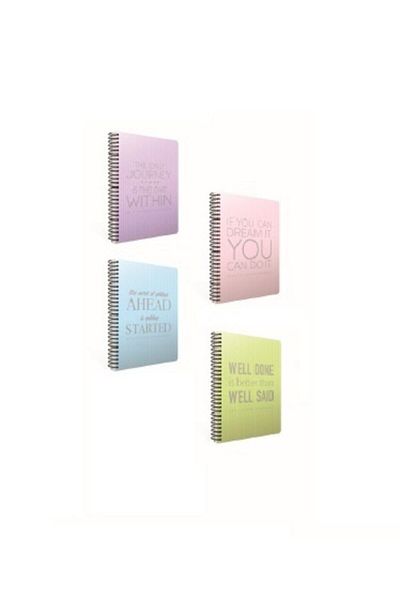 Gıpta Medium Size 100 Sheets Unlined 4 Pieces Plastic Cover Now Pastel Colored Notebook